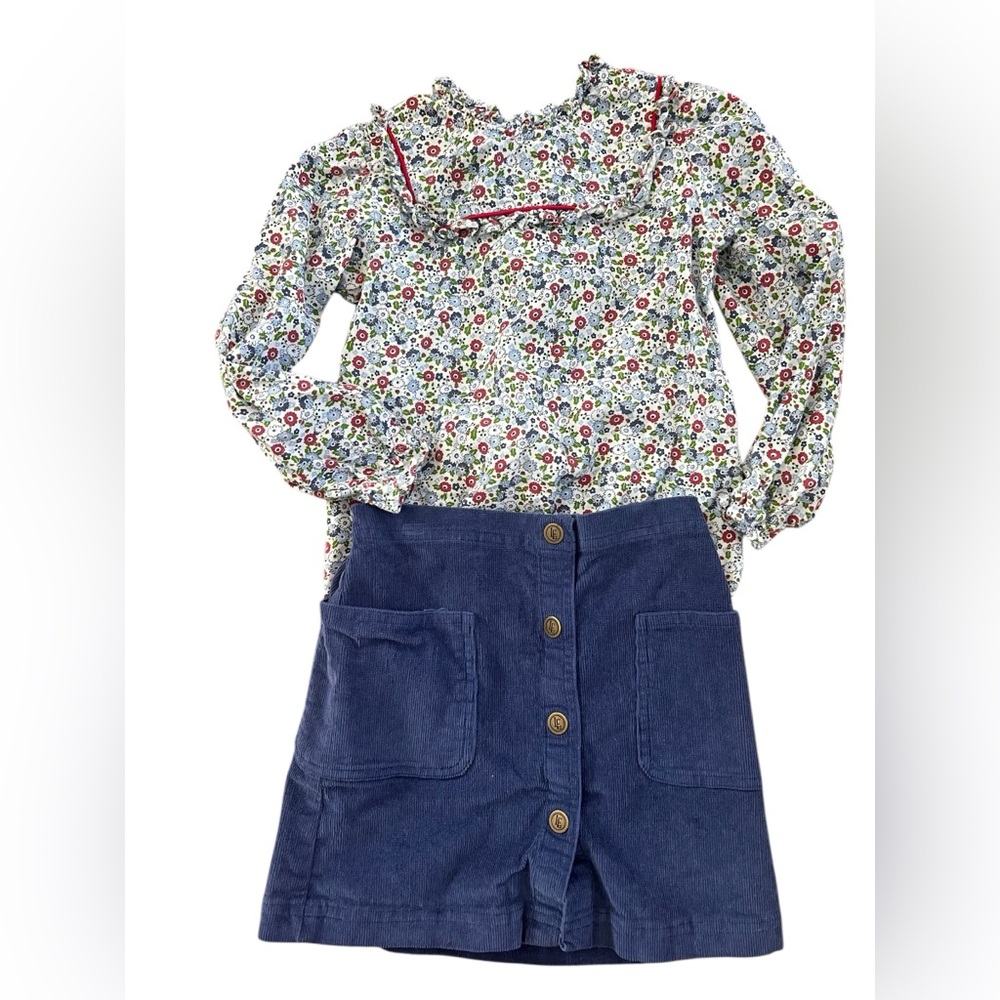 Little English blouse and corduroy skirt